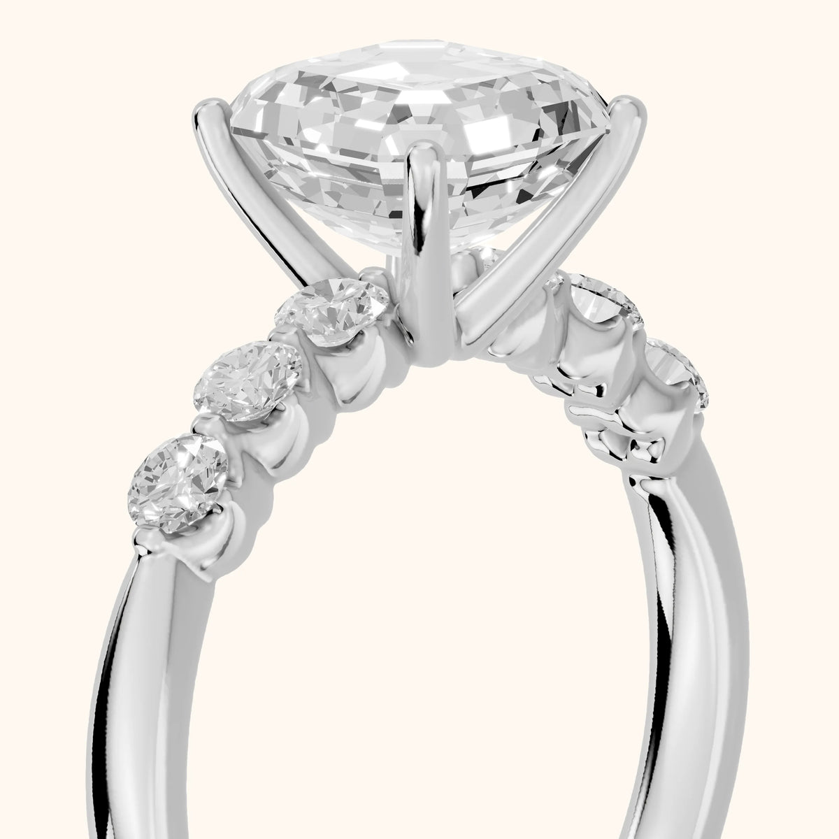 Vienna Floating Five-Stone Asscher Diamond Engagement Ring in Silver - slant-view.webp