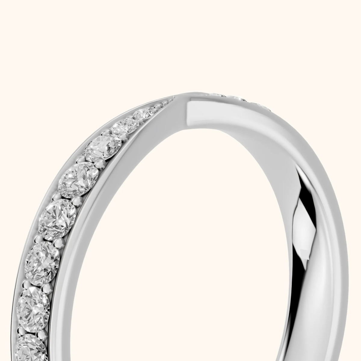 Clara Tapered Riviera Round Diamond Eternity Band in Platinum - slant-view