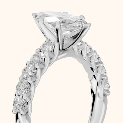 Heloise Statement Pavé Marquise Diamond Engagement Ring in Platinum - slant-view.webp