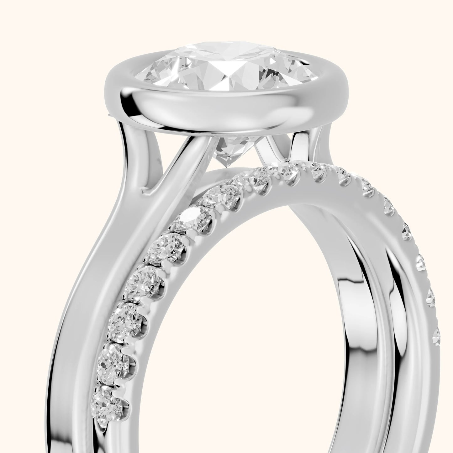 Ayla Bezel Bypass Round Diamond Ring in Silver - slant-view.webp
