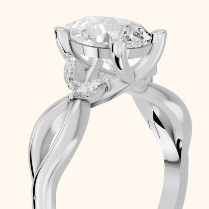 Luna Glow Twisted Pear Diamond Engagement Ring in Silver - slant-view.webp