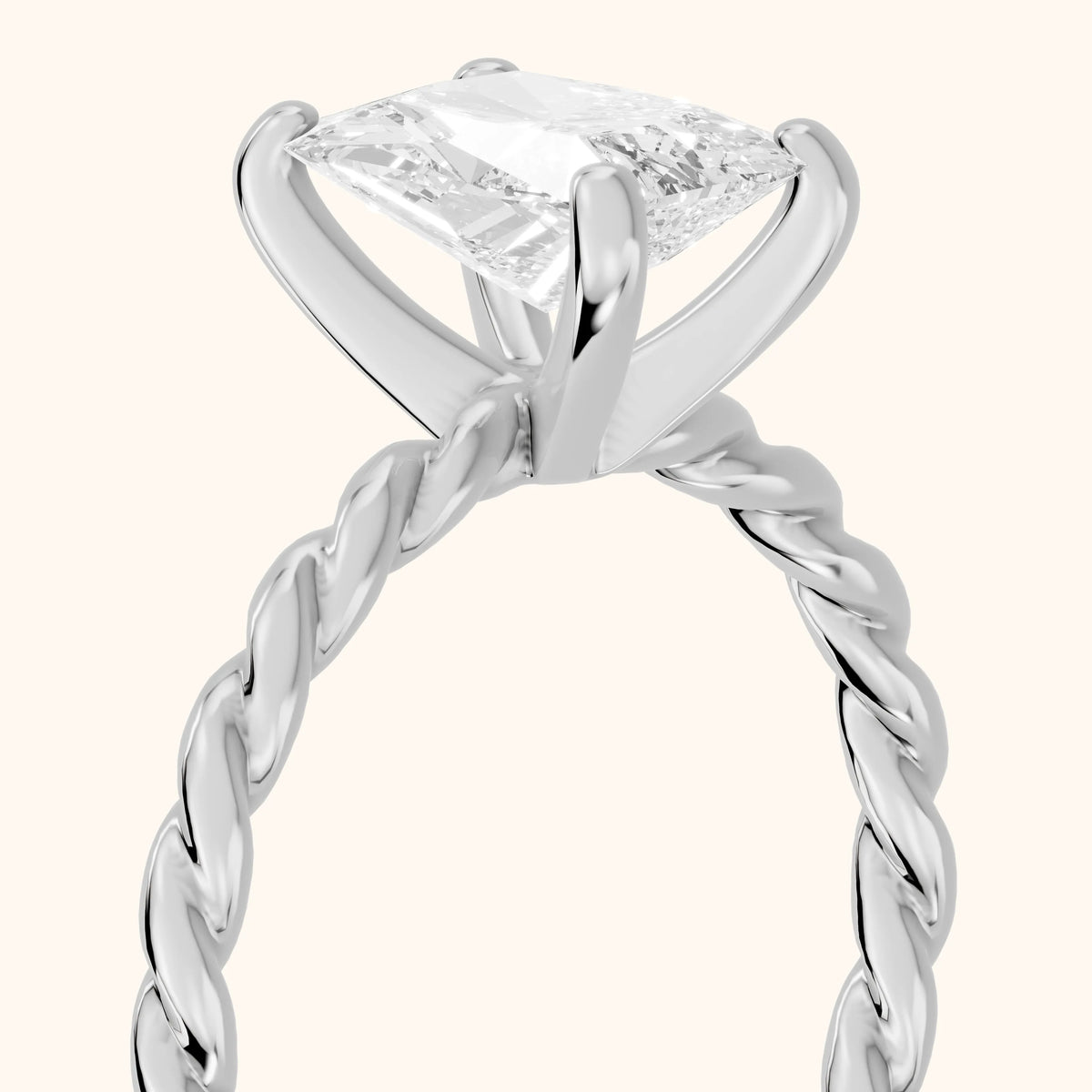 Robyn Twist Solitaire Radiant Diamond Engagement Ring in Silver - slant-view.webp