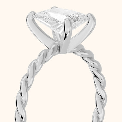 Robyn Twist Solitaire Radiant Diamond Engagement Ring in Silver - slant-view.webp