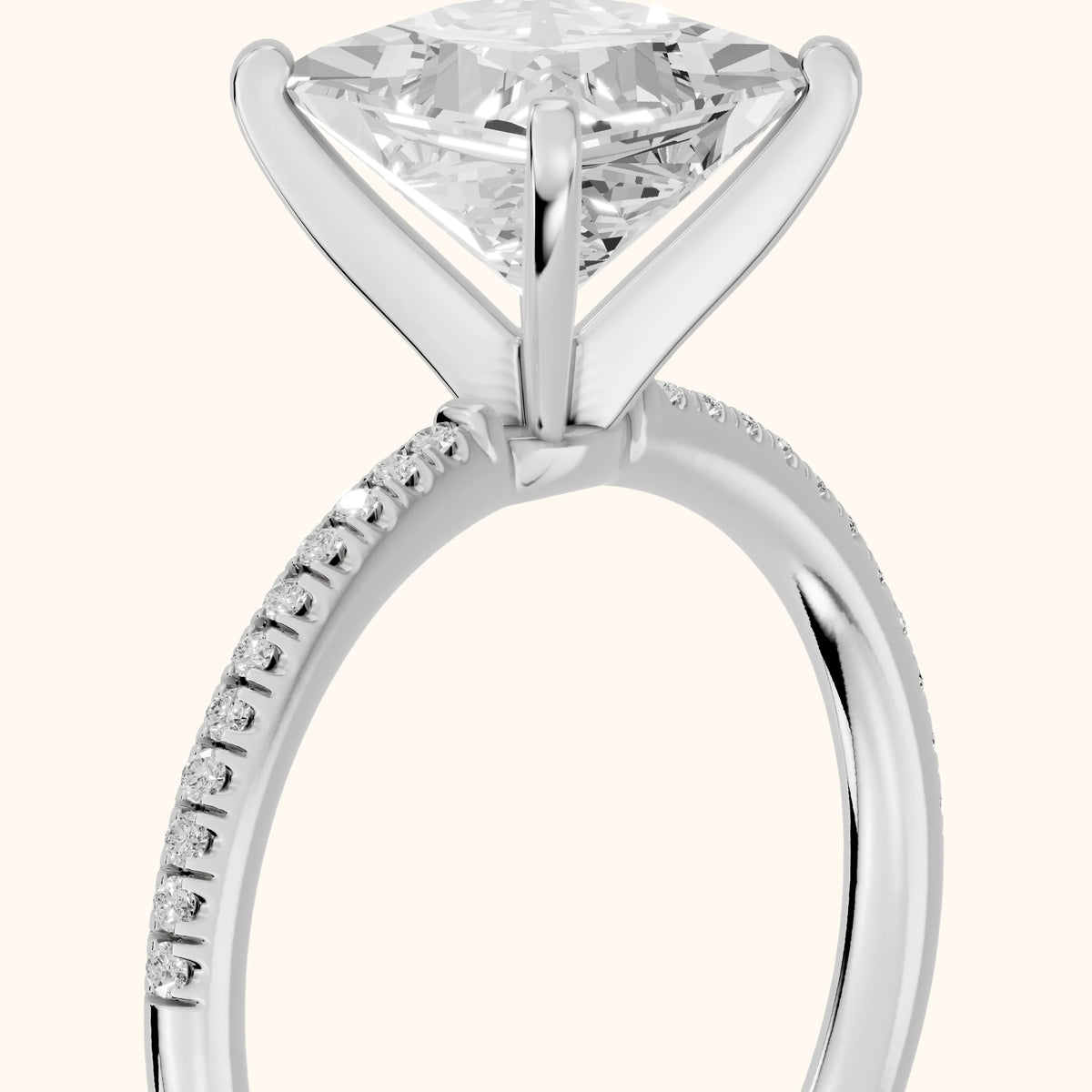 Mona Micropavé Princess Diamond Engagement Ring in Platinum - slant-view.webp