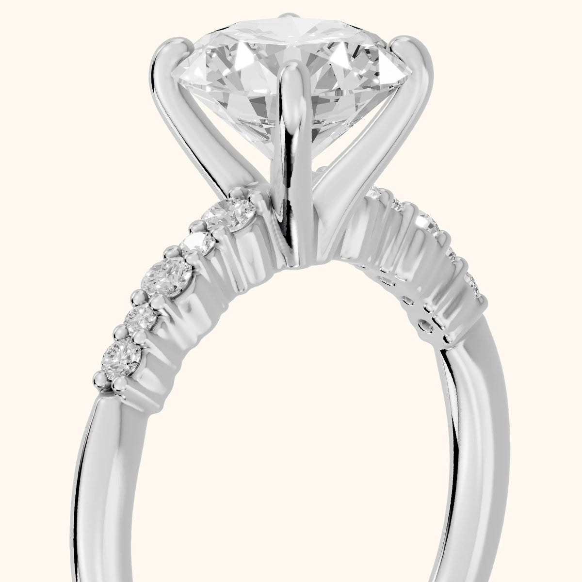 Deirdre Graduated Pavé Round Diamond Engagement Ring in Silver - slant-view.webp
