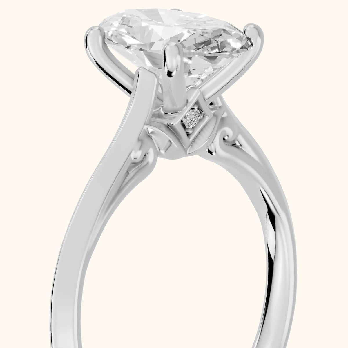 Isabel Knife Edge Oval Diamond Engagement Ring in Platinum - slant-view.webp