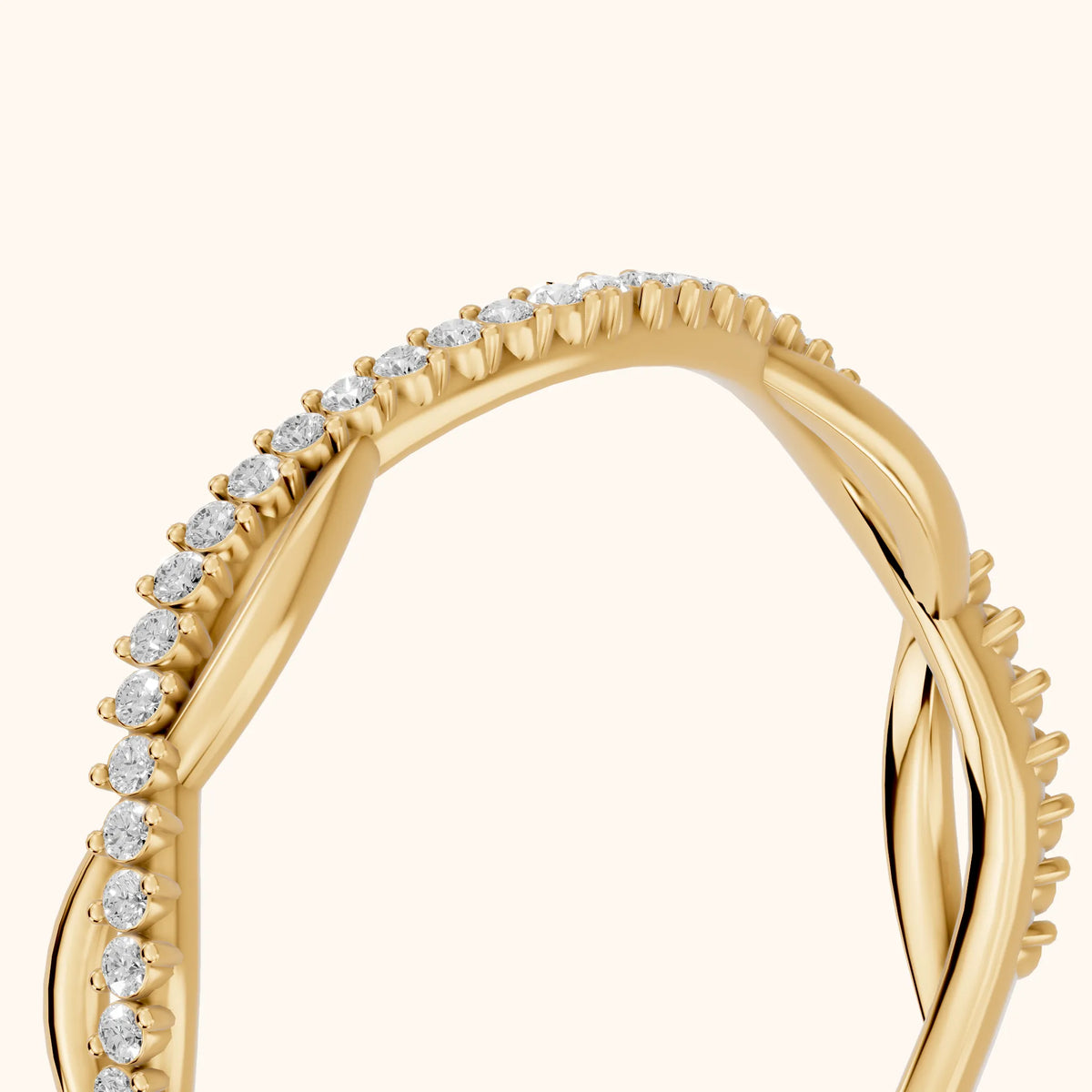 Amani Petite Twist Round Diamond Half Eternity Band in Yellow Gold - slant-view