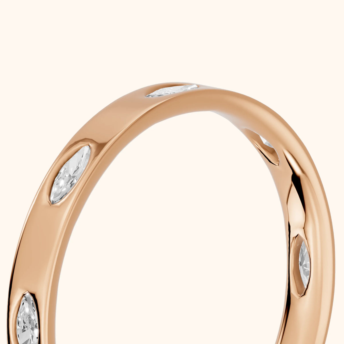 Sloane Bezel Marquise & Round Diamond Eternity Band in Rose Gold - slant-view