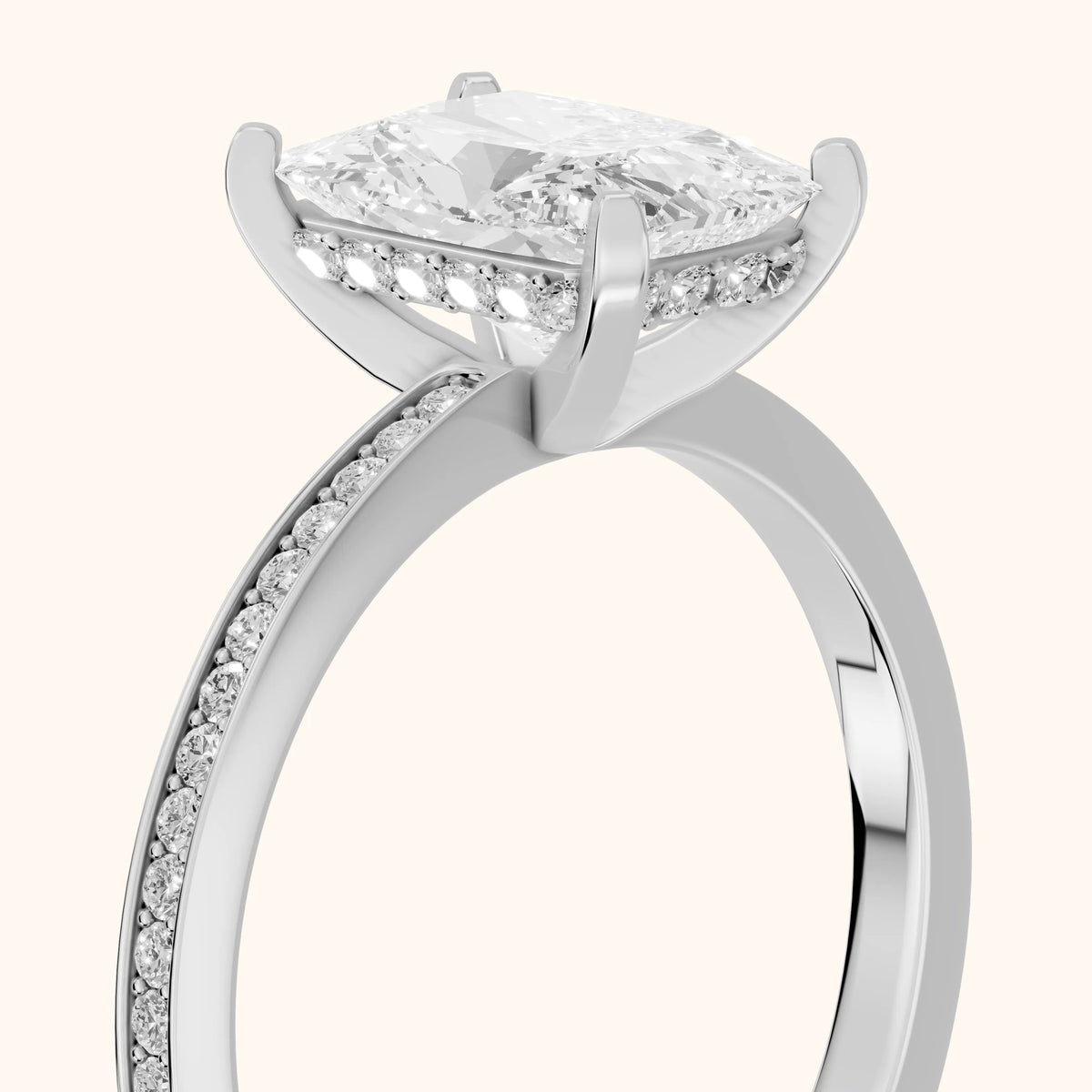 Naia Hidden Halo Radiant Diamond Engagement Ring in Silver - slant-view.webp