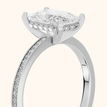 Naia Hidden Halo Radiant Diamond Engagement Ring in Silver - slant-view.webp