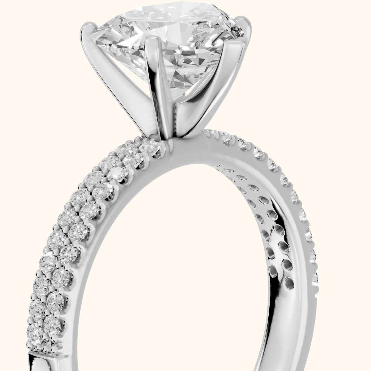 Sirena Micropavé Heart Diamond Engagement Ring in Silver - slant-view.webp