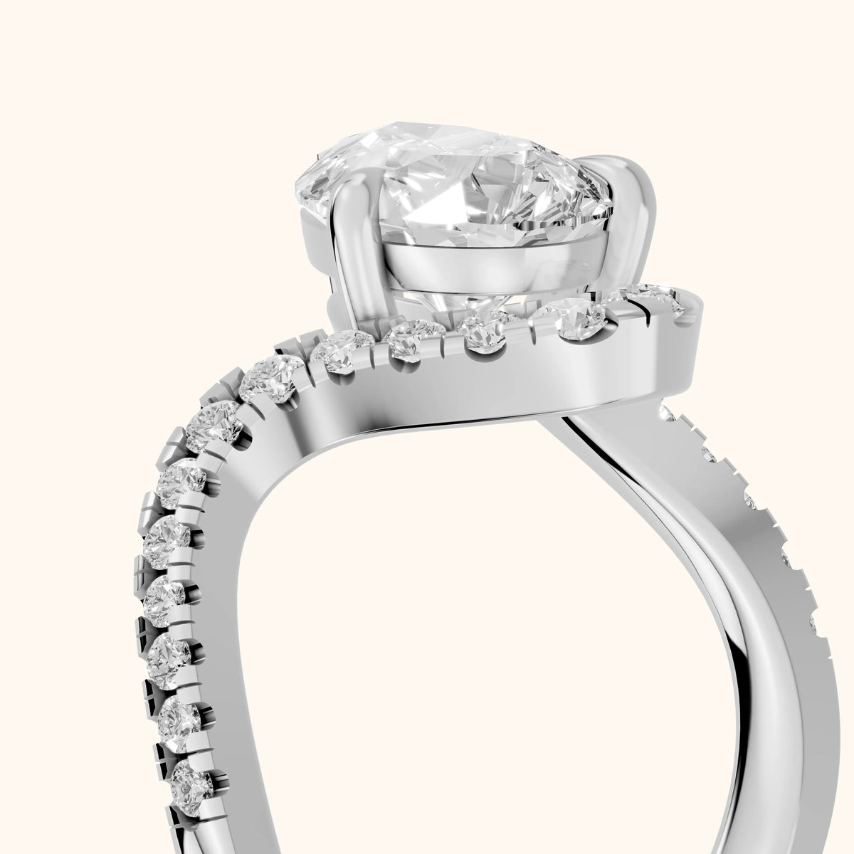 Cambria Bypass Pavé Pear Diamond Engagement Ring in Platinum - slant-view.webp