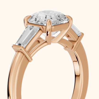 Zelda Tapered Baguette Asscher Diamond Engagement Ring in Rose Gold - slant-view.webp