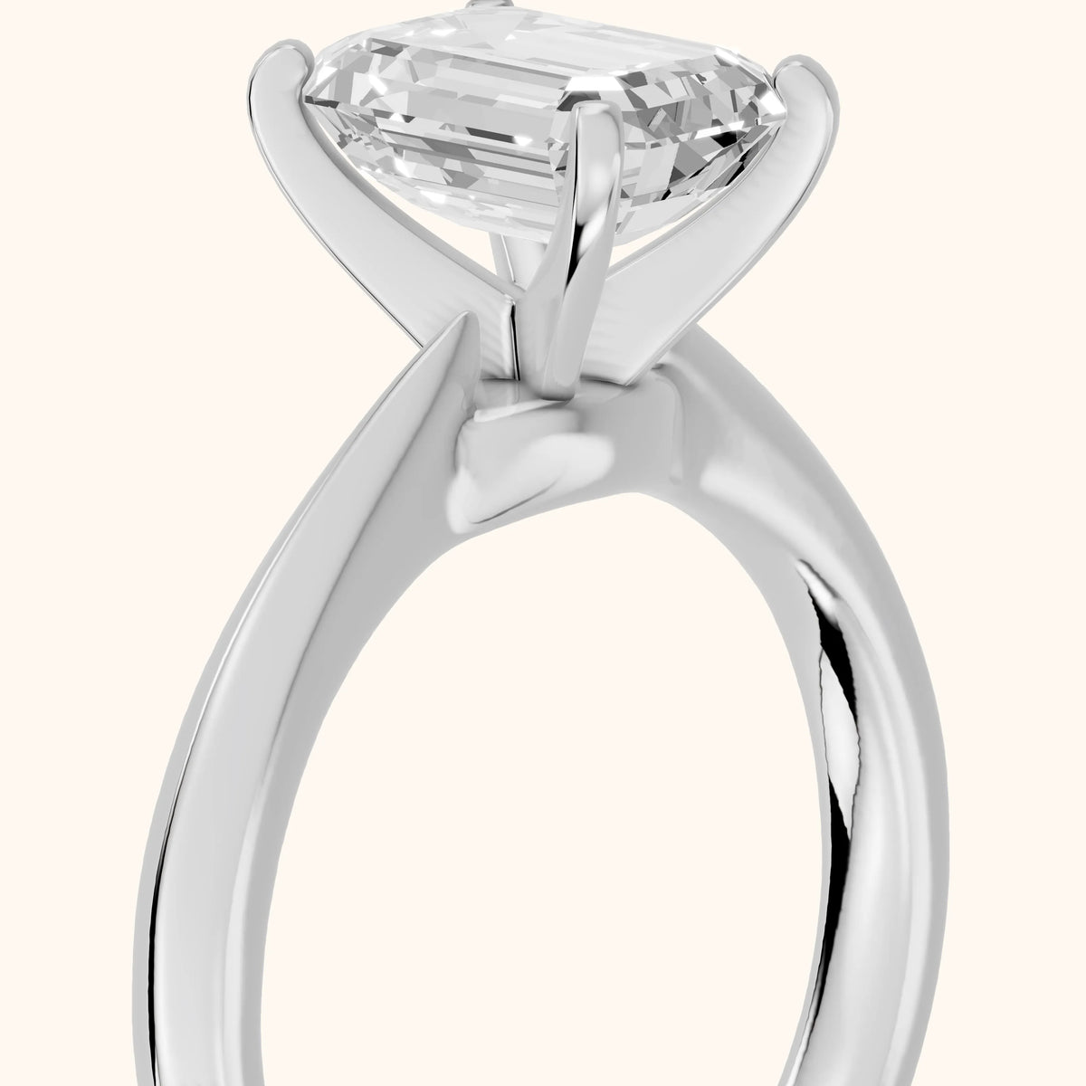 Arlette Solitaire Knife Edge Emerald Diamond Engagement Ring in Silver - slant-view.webp