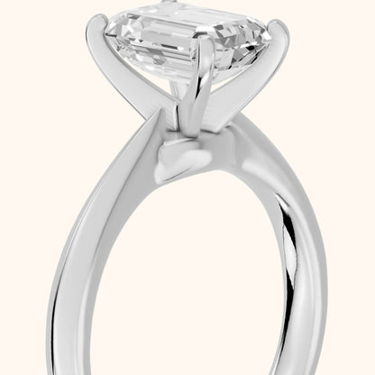 Arlette Solitaire Knife Edge Emerald Diamond Engagement Ring in Silver - slant-view.webp