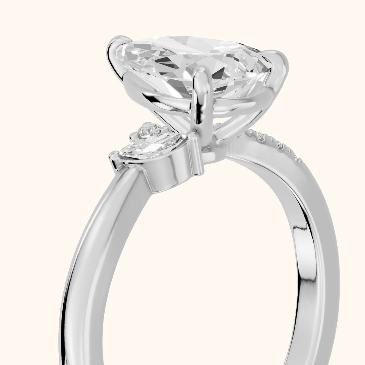 Nicoletta Bypass Pavé Pear Diamond Engagement Ring in Silver - slant-view.webp