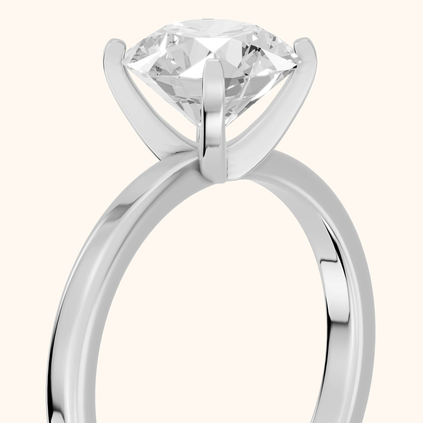 Liana Solitaire Claw Prong Round Diamond Engagement Ring in Silver - slant-view.webp