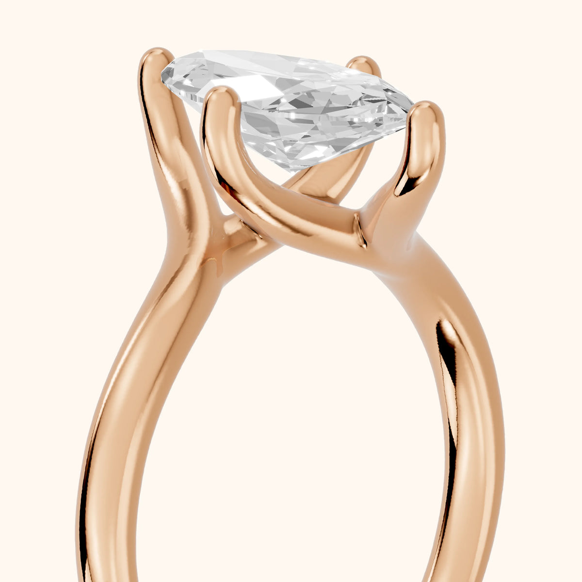 Clio Bypass Solitaire Marquise Diamond Engagement Ring in Rose Gold - slant-view.webp