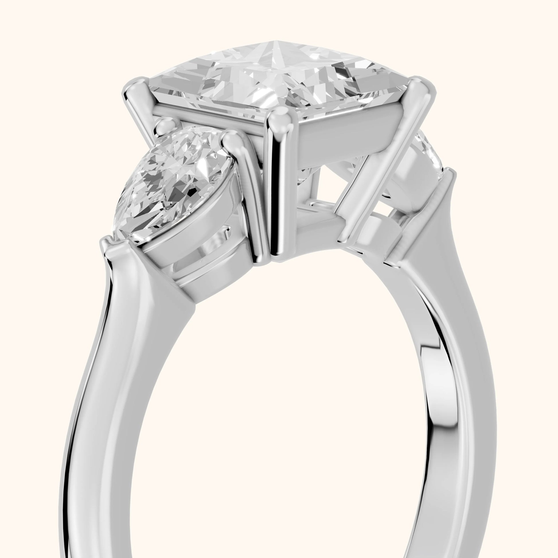 Mirabel Three-Stone Princess Diamond Engagement Ring in White Gold - slant-view.webp