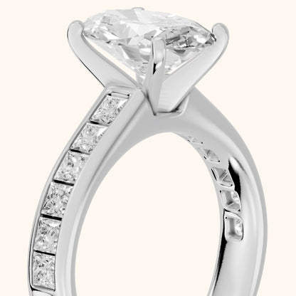 Frisco Channel Set Oval Diamond Engagement Ring in Platinum - slant-view.webp
