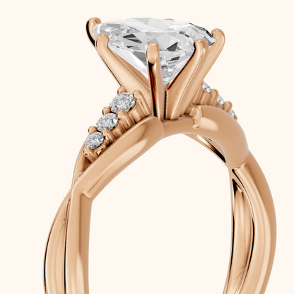 Stefania Twist Pear Diamond Engagement Ring in Rose Gold - slant-view.webp