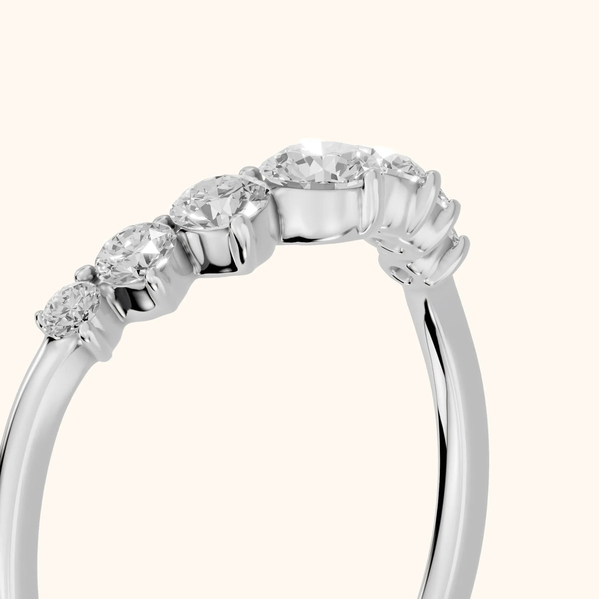Saira Contour Round Diamond Wedding Band in Silver - slant-view