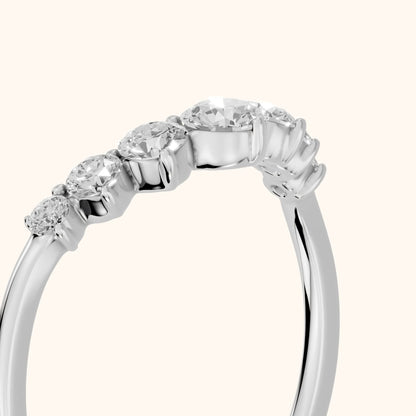 Saira Contour Round Diamond Wedding Band in Silver - slant-view