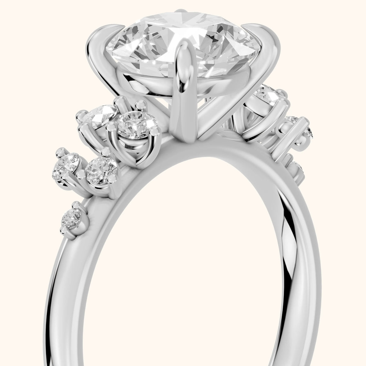 Mirabelle Cluster Round Diamond Engagement Ring in White Gold - slant-view.webp
