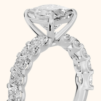 Katarina Statement Pavé Princess Diamond Engagement Ring in Silver - slant-view.webp