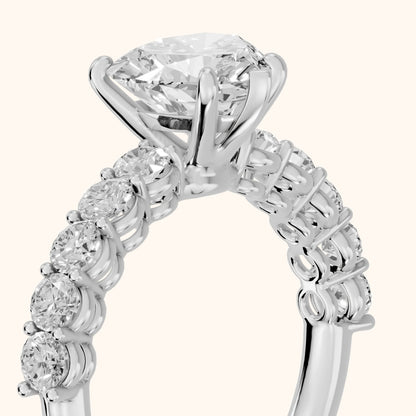 Sterling Statement Pavé Heart Diamond Engagement Ring in Platinum - slant-view.webp