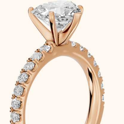 Elara Scalloped Pavé Heart Diamond Engagement Ring in Rose Gold - slant-view.webp