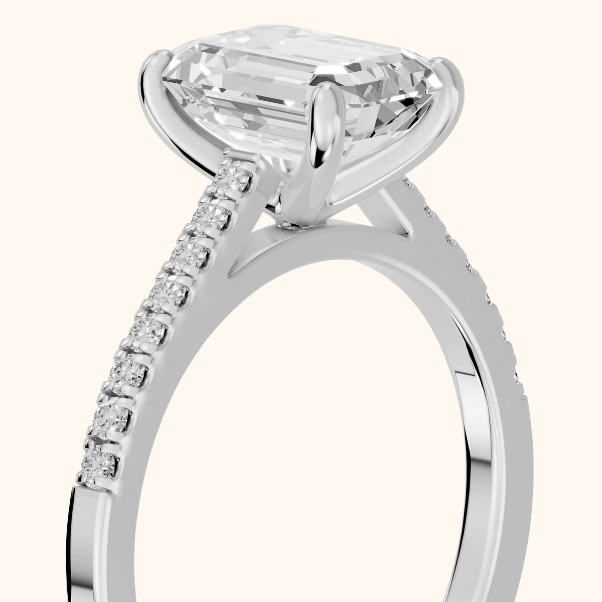 Meg Pavé Emerald Diamond Engagement Ring in Silver - slant-view.webp
