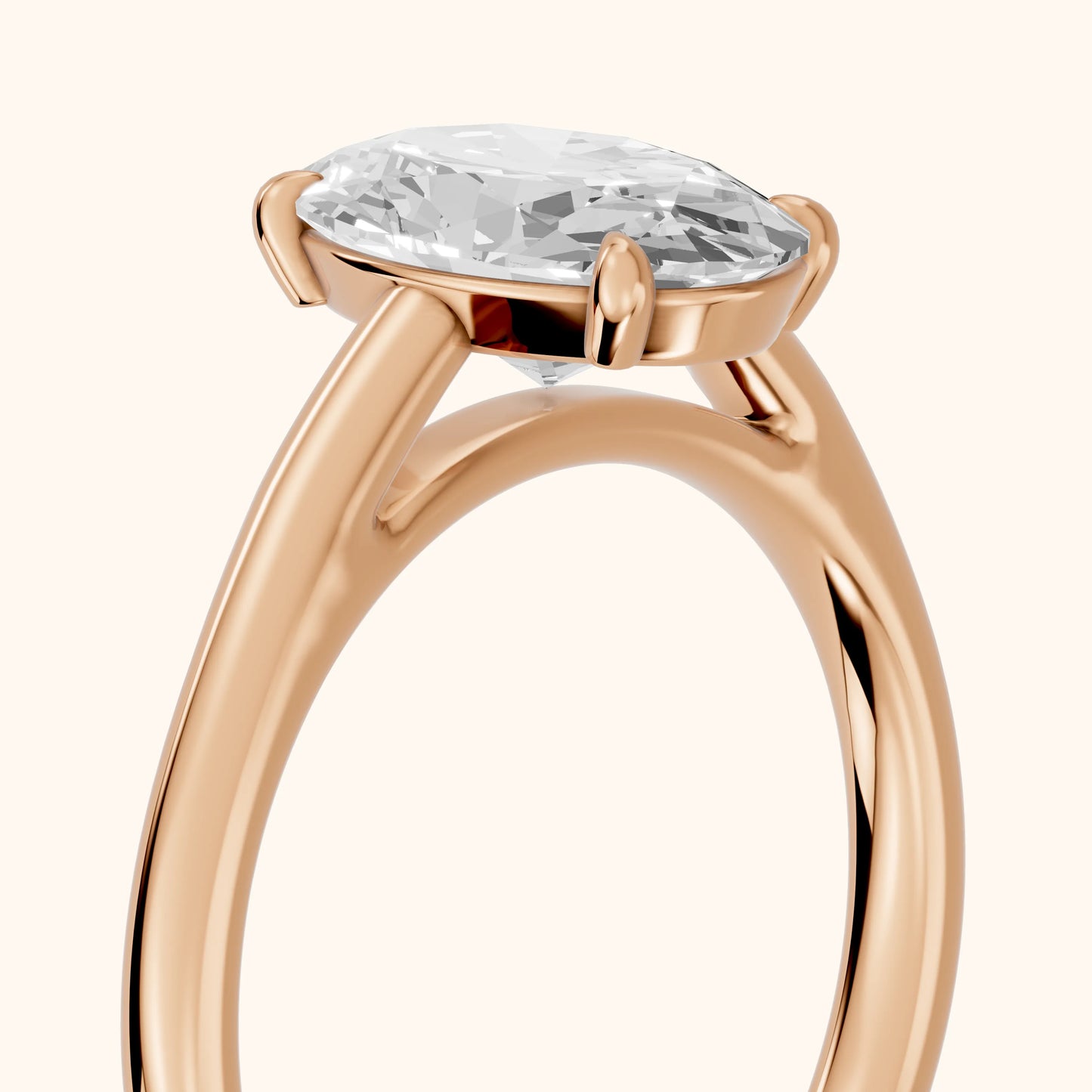 Sadie Cathedral Solitaire Oval Diamond Ring in Rose Gold - slant-view.webp