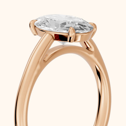 Sadie Cathedral Solitaire Oval Diamond Ring in Rose Gold - slant-view.webp