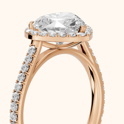 Willa Halo Micropavé Heart Diamond Engagement Ring in Rose Gold - slant-view.webp