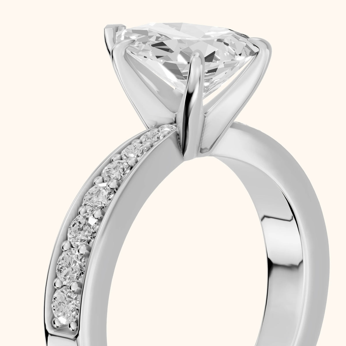 Riley Cathedral Pavé Pear Diamond Engagement Ring in White Gold - slant-view.webp