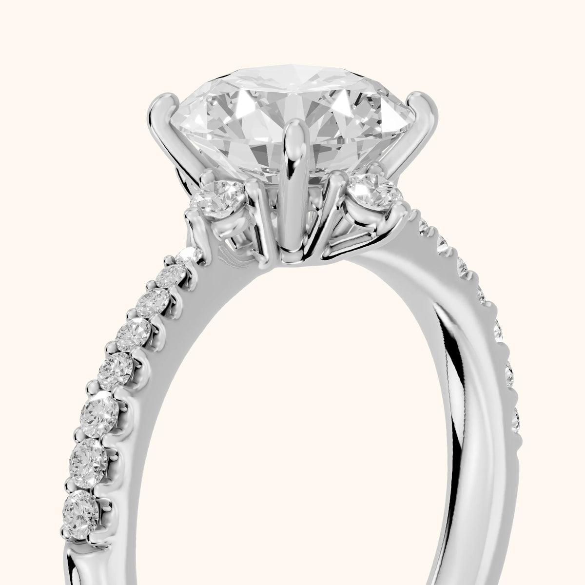 Jocelyn Crown Pavé Round Diamond Engagement Ring in Platinum - slant-view.webp