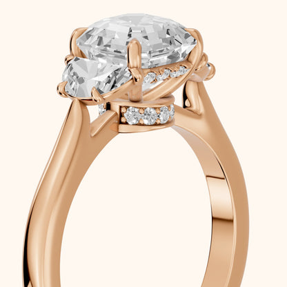 Romy Three-Stone Asscher Diamond Engagement Ring in Rose Gold - slant-view.webp