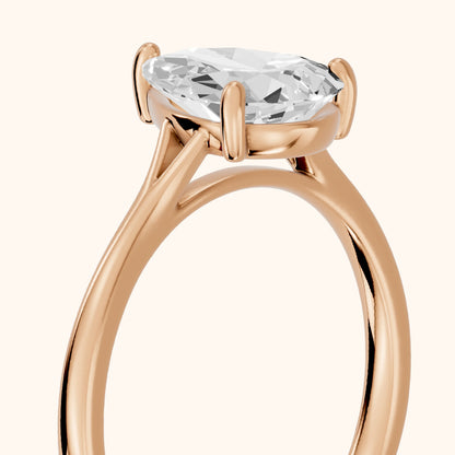 Blanche Solitaire Split Shank Pear Diamond Engagement Ring in Rose Gold - slant-view.webp