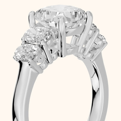 Kathy Graduated Five-Stone Cushion Diamond Engagement Ring in White Gold - slant-view.webp