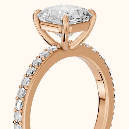 Aisha Pavé Solitaire Radiant Diamond Engagement Ring in Rose Gold - slant-view.webp