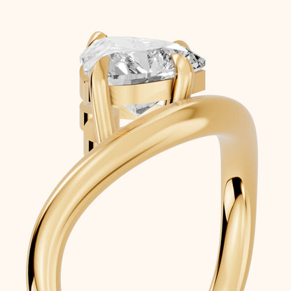 Katherine East-West Bypass Heart Diamond Engagement Ring in Yellow Gold - slant-view.webp