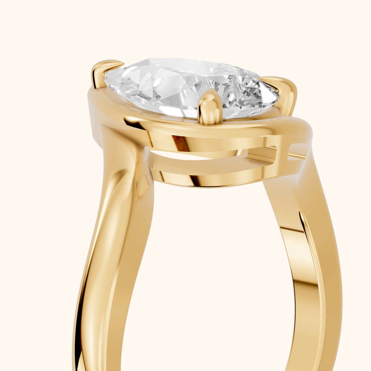 Tabitha Bypass Partial Bezel Pear Diamond Engagement Ring in Yellow Gold - slant-view.webp