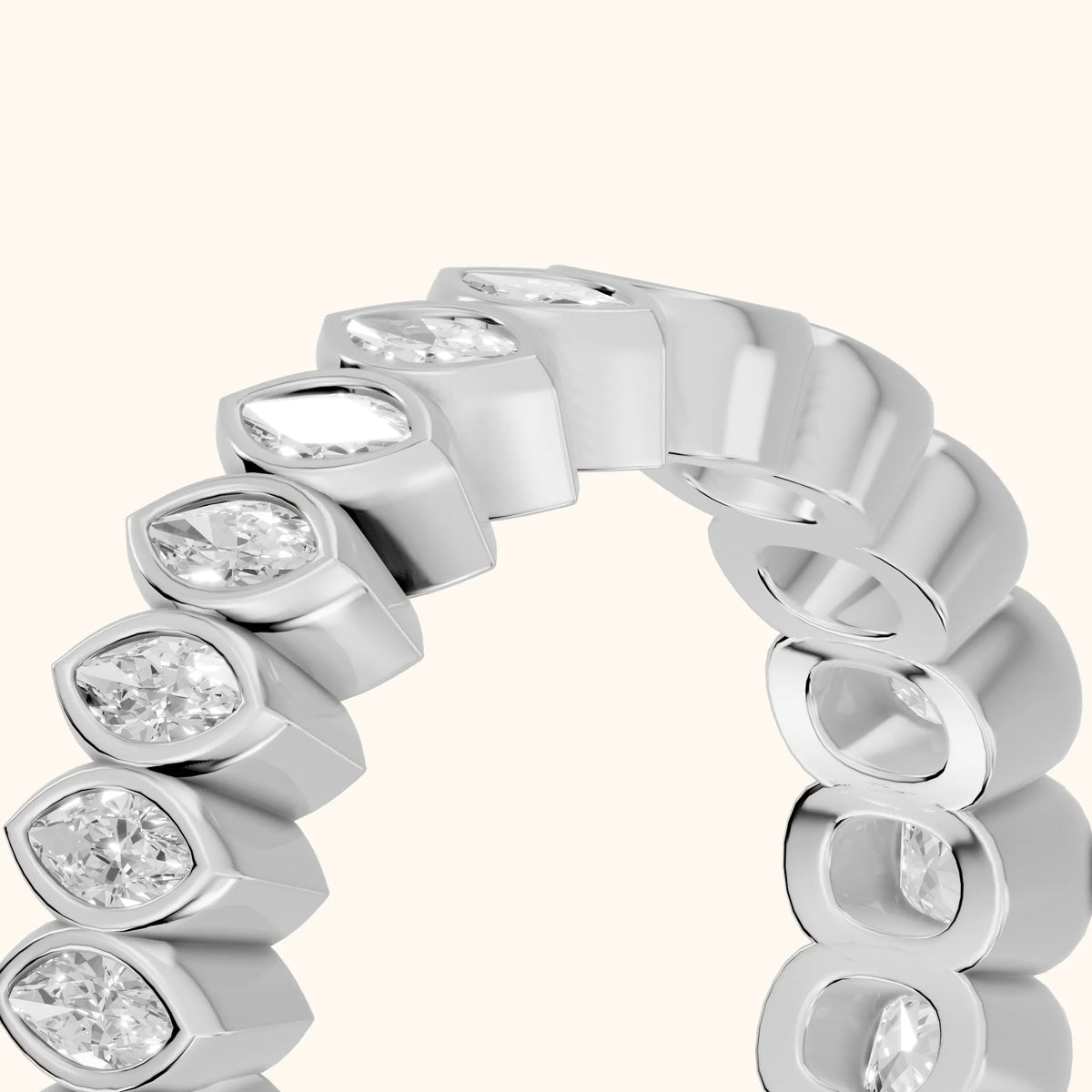 Blanca Bezel Cushion & Marquise Diamond Eternity Band in Silver - slant-view
