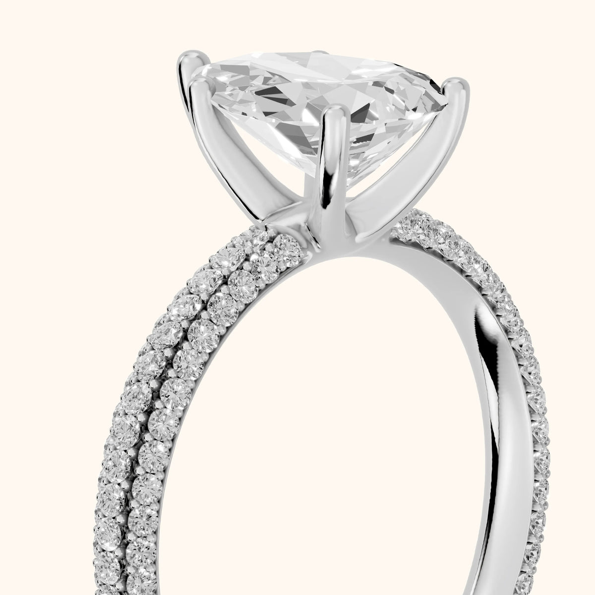 Thalia Micropavé Pear Diamond Engagement Ring in Silver - slant-view.webp