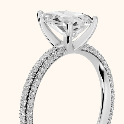 Thalia Micropavé Pear Diamond Engagement Ring in Silver - slant-view.webp