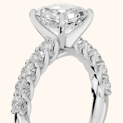 Heloise Statement Pavé Asscher Diamond Engagement Ring in Platinum - slant-view.webp