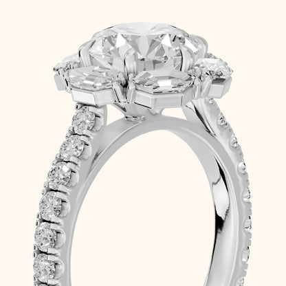 Natick Deco Halo Round Diamond Engagement Ring in Silver - slant-view.webp