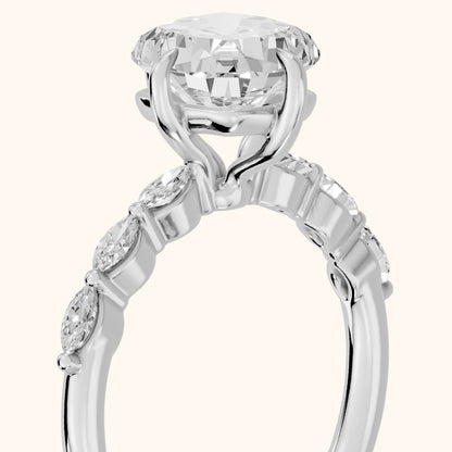 April Marquise-Side Cushion Diamond Engagement Ring in Silver - slant-view.webp