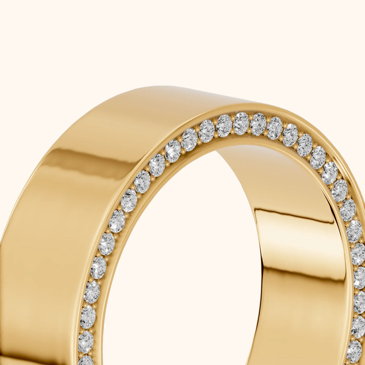 Raya Micropavé Round Diamond Eternity Band in Yellow Gold - slant-view